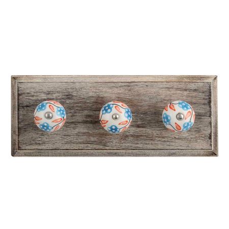 Orange Leaf Flower Ceramic Wooden Hooks